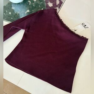 NWT- Zara Elegant One Shoulder Long Sleeve Top